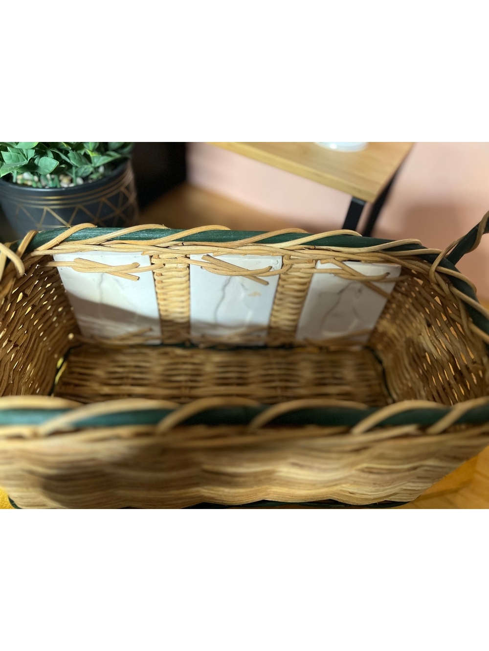 Wicker Rectangular Basket with Snowmen - Picture 7 of 7